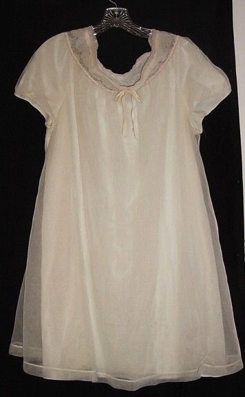 Vintage ST. MICHAEL nightie 2 lyr Floral trim 38/40 L  