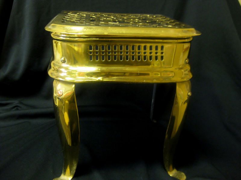 English Brass Fireplace Table Footman Cabriole Legs  