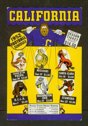 1952 CAL Football Pocket Schedule  