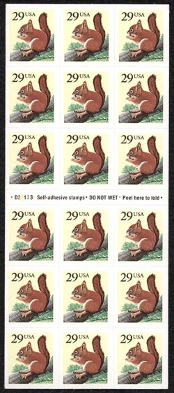 1993   RED SQUIRREL   #2489a Full Mint Pane PL# D23133  