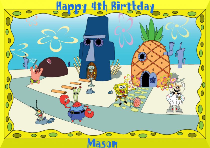 Spongebob edible cake image topper  1/4 sheet  