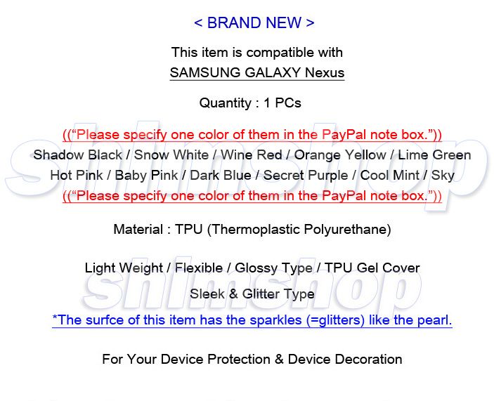Samsung Galaxy Google Nexus I9250 I515 Verizon Mercury TPU Jelly Gel 
