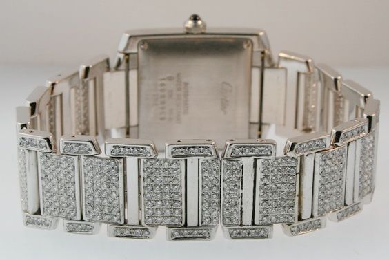 Cartier Tank Francaise, Custom 11ct Diamond Mens Watch  