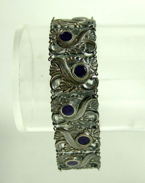 1906 ART NOUVEAU ARTS&CRAFTS WMF STERLING SILVER&COBALT ENAMEL 