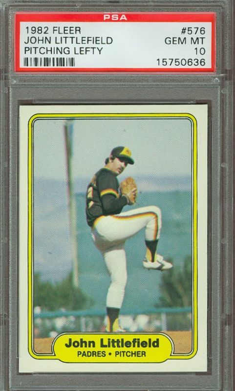 1982 Fleer John LITTLEFIELD lefty/error card graded PSA10  