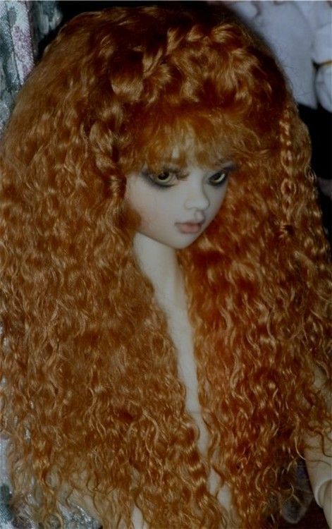 Angora shorn Mohair wig size 8 9 carrot shade beautiful curl MSD bjd 