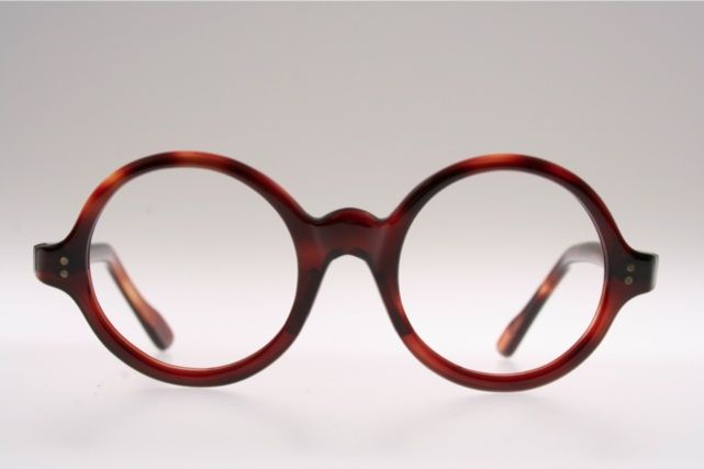 Smaller classical round havana brown French handmade eyeglasses /K8W 