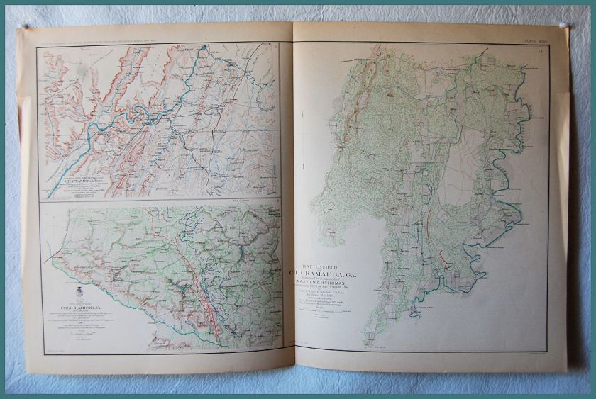 43. PLATE 92 CIVIL WAR MAP UNION REBEL, CHICKAMAUGA GA  