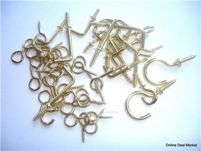 Cup Hooks 50 Assorted Square bend Round Small Eye Screw  