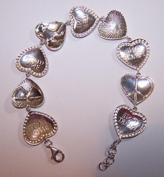 Sterling Silver Heart Message Link Bracelet 22.6 grams  