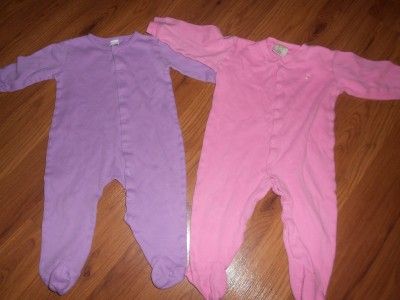 LOT OF 18 INFANT GIRLS SLEEPERS 3 6 9 12 18 24 MONTHS  