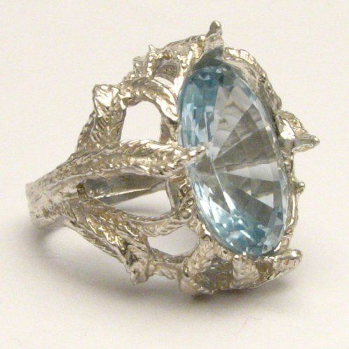 New Faceted Sky Blue Topaz 18x13mm Solid Sterling Silver Gemstone Ring 