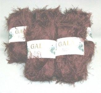 GALA FLOK IMPORTED FROM EUROPE BROWN EYELASH YARN LOT OF 5 BALLS 