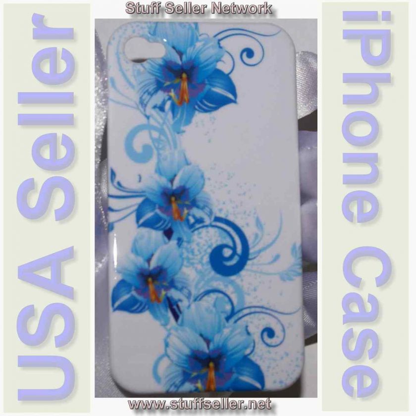 Hard Skin Case Apple iPhone 4 & 4S Blue Orchids  