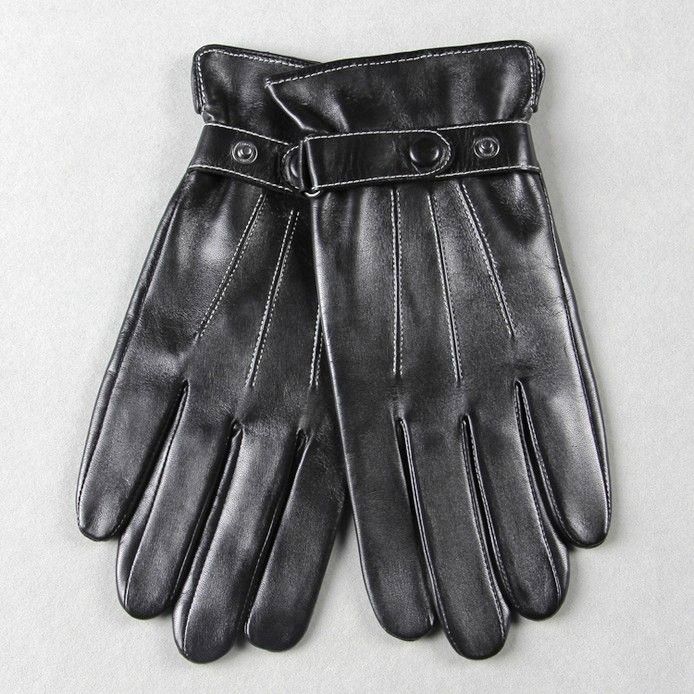 NEW Mens GENUINE LEATHER motorcycle driving POLICE gloves M009NC_Black 