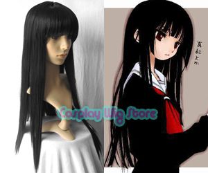 Hell Girl Jigoku Shojo Enma Ai Long Black Cosplay Wig  