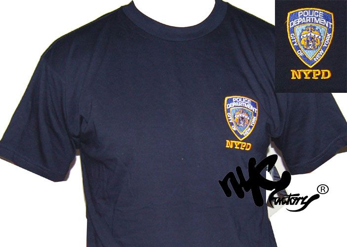 MENS NYPD T SHIRT EMBROIDERED LOGO NAVY BLUE OFFICIAL  