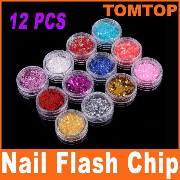 12pcs hexagon Shiny Nail Art Tiny Mylar Dust H1465  