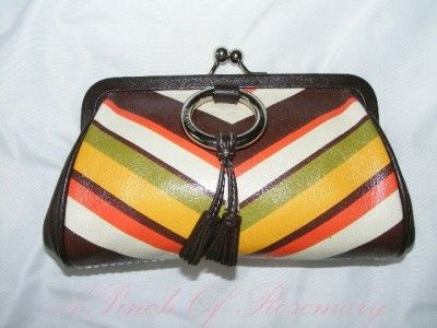 Isabella Fiore Lucky Stripe Convertible Frame Coin Clutch Bag Purse 