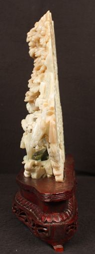 ANTIQUE CHINESE JADE OLD CARVED SLAB JADEITE SCULPTURE SCENIC 