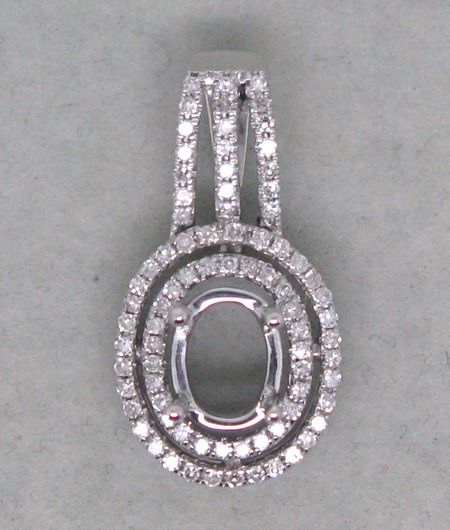 SOLID 14K White Gold DIAMOND SETTING SEMI PENDANT MOUNT  