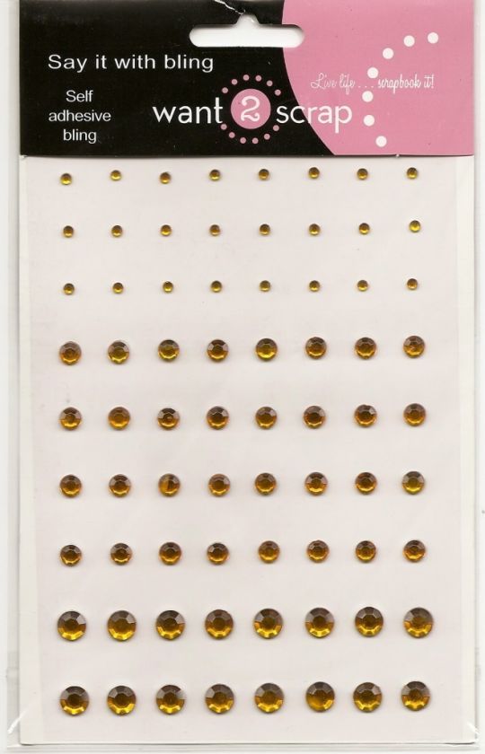 72 Count   Gold Rhinestones Self Adhesive  