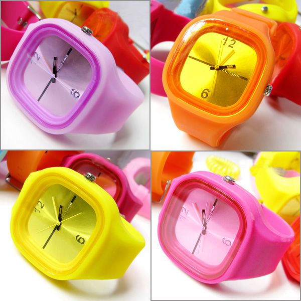 NEW COLORFUL JELLY CANDY RUBBER LADY WRIST WATCH #191  