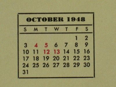OCTOBER 1948 GEORGE PETTY GIRL CALENDAR ART SWIMSUIT PINUP VINTAGE 