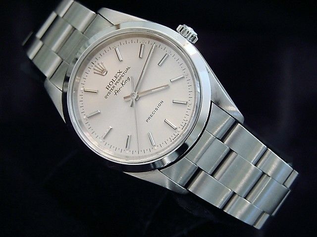 MEN STAINLESS STEEL ROLEX AIR KING NO DATE WATCH SILVER  