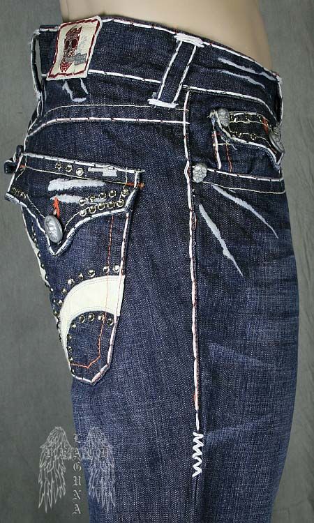 Laguna Beach Jeans Mens SEAL BEACH White stitch 1G Crystals **SAMPLE 