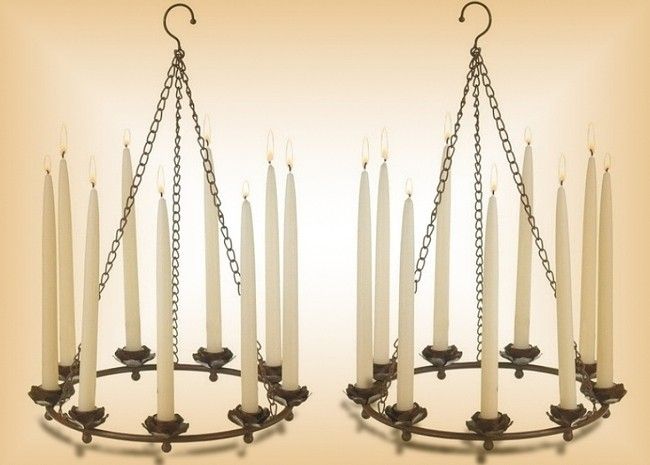 ST/2 MEDITERRANEAN IRON HANGING Candelabra Candleholder  