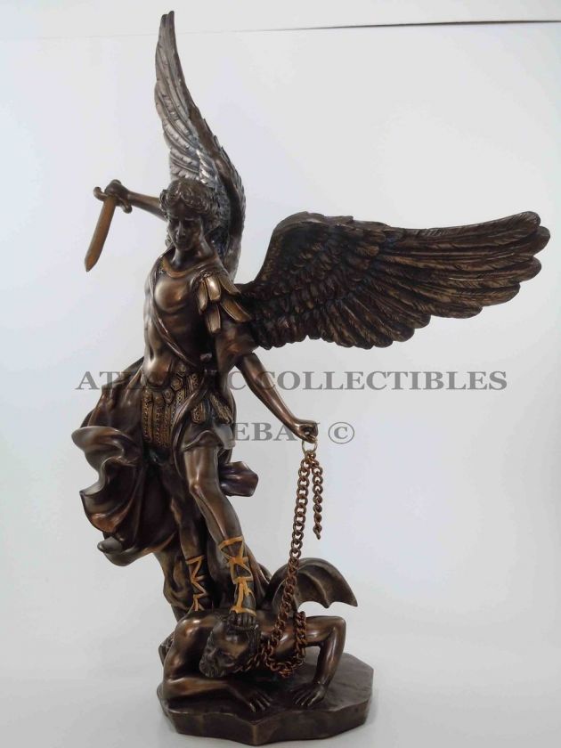   ARCHANGEL GUARDIAN PROTECTOR STATUE DECOR CRUSHING LUCIFER DECOR