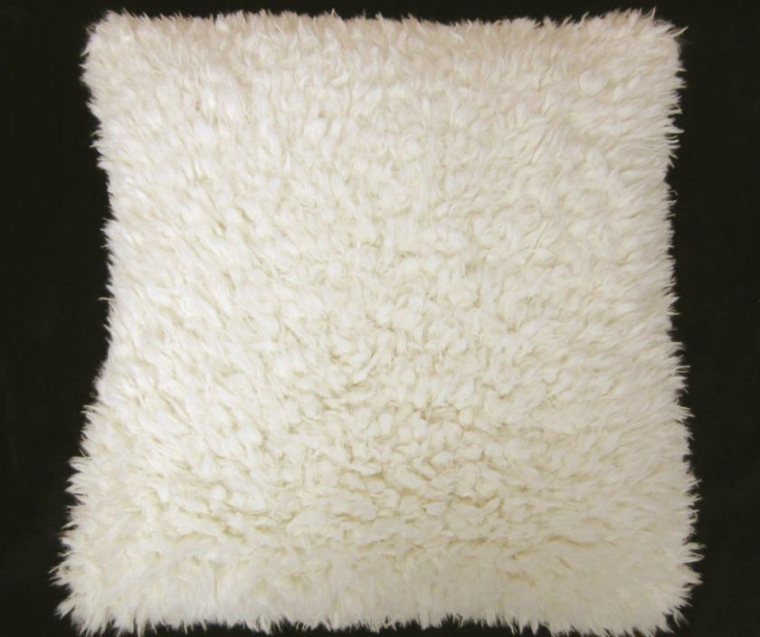   Ivory FAUX LONG FUR SKIN PILLOW PILLOW/CUSHION/THROW COVER*CUSTOM SIZE