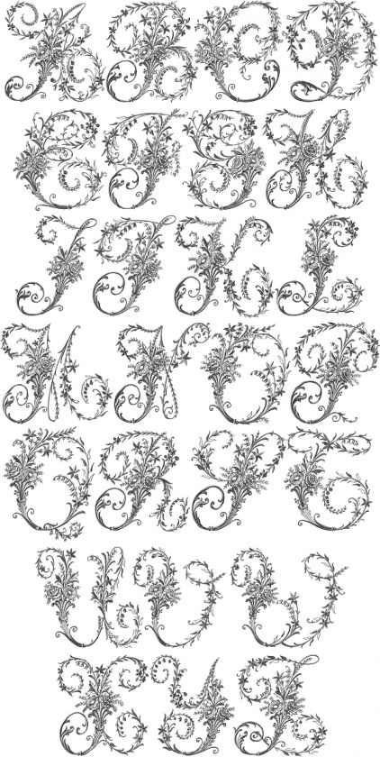 Victorian Whitework machine embroidery font   natural size sample