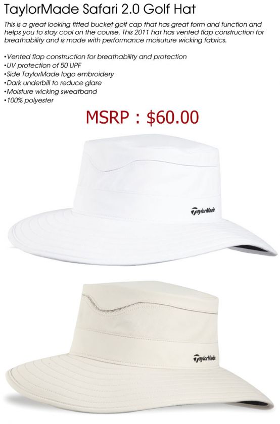 NWT TaylorMade Safari 2.0 Golf Bucket Hat White S/M MSRP $60  