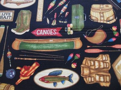 RJR Off the Hook Fishing Fish Canoe Dan Morris Fabric  