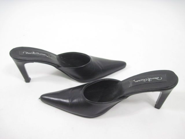 DAVID AARON Morie Black Leather Heels Mules 5.5 BOX  