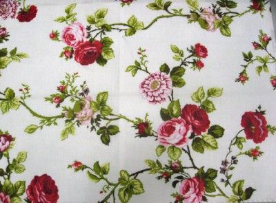 PINK ROSES FLOWERS FLORAL VINE VINTAGE STYLE SEWING CRAFT 60 BLEND 