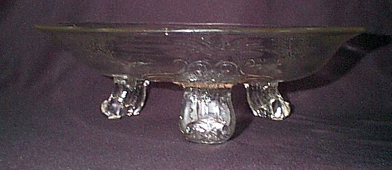 Riverside glass GRASSHOPPER footed bowl, 10 d. EAPG  