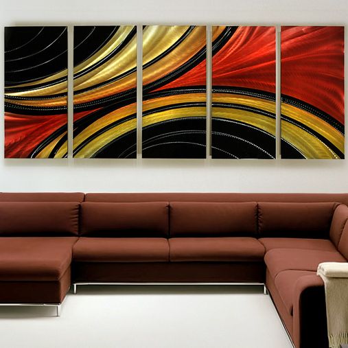 Metal Abstract Massive Painting Wall Art Sculpture Solaris Red Black 