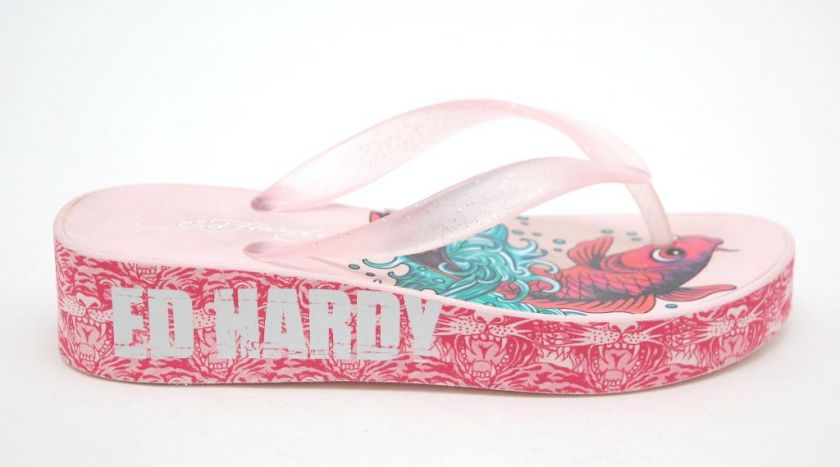 NEW ED HARDY ~KOI FISH Thong Sandal Flip Flop ~PINK 5  