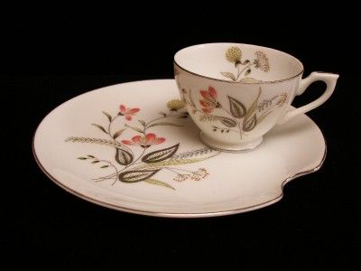   CHINA HAND PAINTED SNACK PLATE & COFFEE CUP 202, MINT VINTAGE  