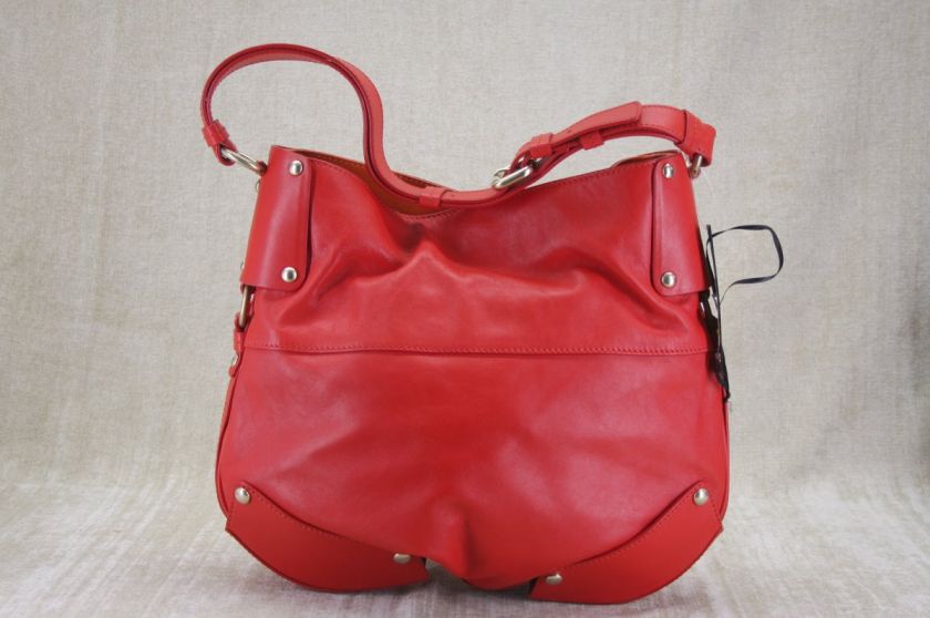 Versace Giselle Lock Red Leather Hobo shoulder bag $1350 New studs 