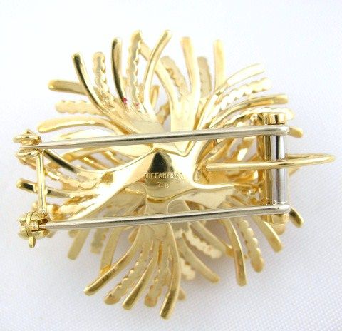 TIFFANY & CO.18K GOLD & DIAMOND SEA ANEMONE VINTAGE BROOCH / PIN 