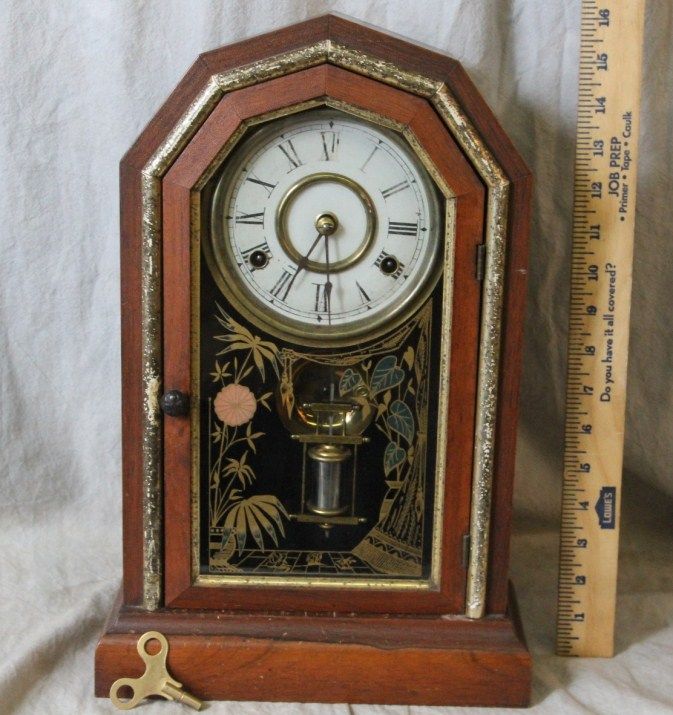 L66 ANTIQUE NEW HAVEN DUCHESS PARLOR MANTEL CLOCK PAT. DATE 1879 