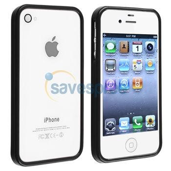 generic tpu rubber bumper case compatible with apple iphone 4 4s black 