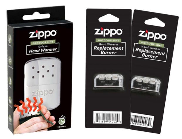 PC SET (1) CHROME HAND WARMER + (2) REPLACEMENT BURNER_ZIPPO #40182 