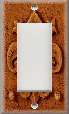 Light Switch Plate Cover   French Fleur De Lis   Rust Orange  