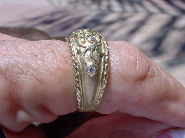 14K~~BYZANTINE BAND WITH DIAMONDS~~DESIGNER SIGNED 9  