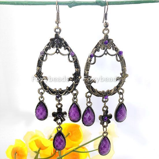 New *8 Style Purple Resin Bohemian Boho Crystal Bronze Dangle 